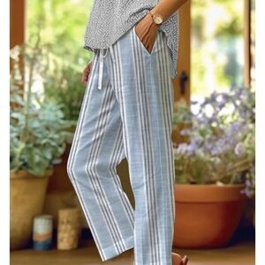 Ellen Tracy Wide Leg Linen Blend Pants